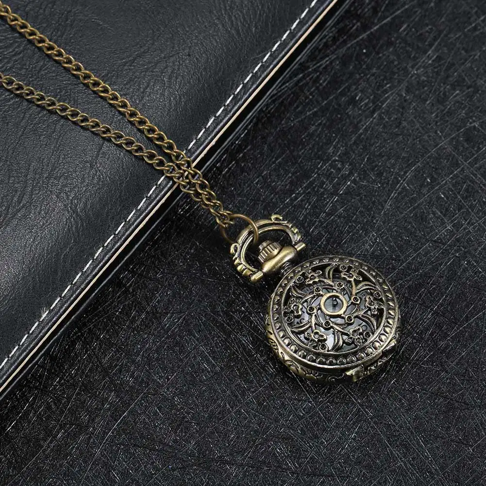 Top Trends: 1Pcs Fashion Vintage Women Pocket Watch Alloy Retro Hollow Out Flowers Pendant Clock Sweater Necklace Chain Watches Lady Gift Shoppable Styles