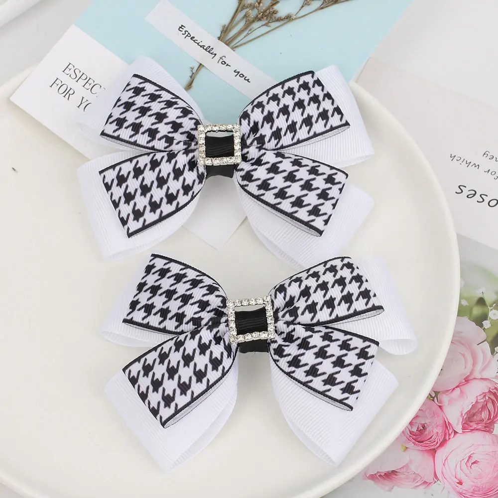 Top Trends: Oaoleer 3 &quot; 1PCS Fashion Baby Hair Bows Clips Houndstooth Black&amp;White Hairpins Barrettes For Baby Girls Lovely Hair Accessories Shoppable Styles