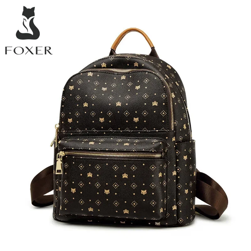 Top Trends: FOXER Women Backpack Signature PVC Printing Fashion Backpack Lady Travel Rucksack Female Retro Monogram Business Laptop Backpack Shoppable Styles