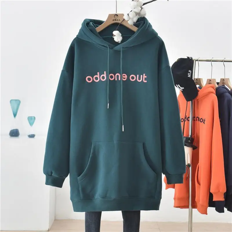 Top Trends: Autumn Winter New Lacing Letter Printing Hoodies Long Sleeve Solid Color Loose All-match Pullovers Fashion Casual Women Clothing Shoppable Styles - Image 3