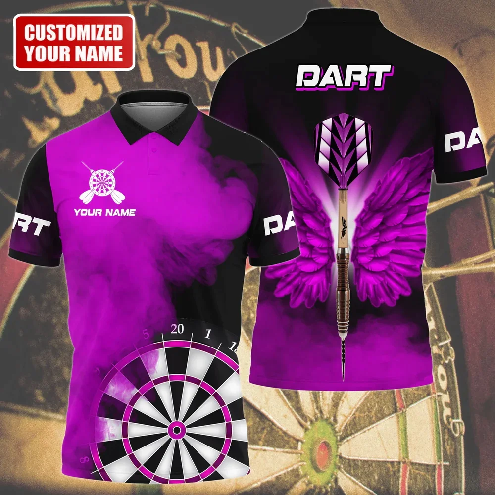 Top Trends: PLstar Cosmos Personalized Name Purple Darts 3D Printed Summer Polo Shirt Unisex Short Sleeve Shirts Gift For Darts Lover POL-40 Shoppable Styles