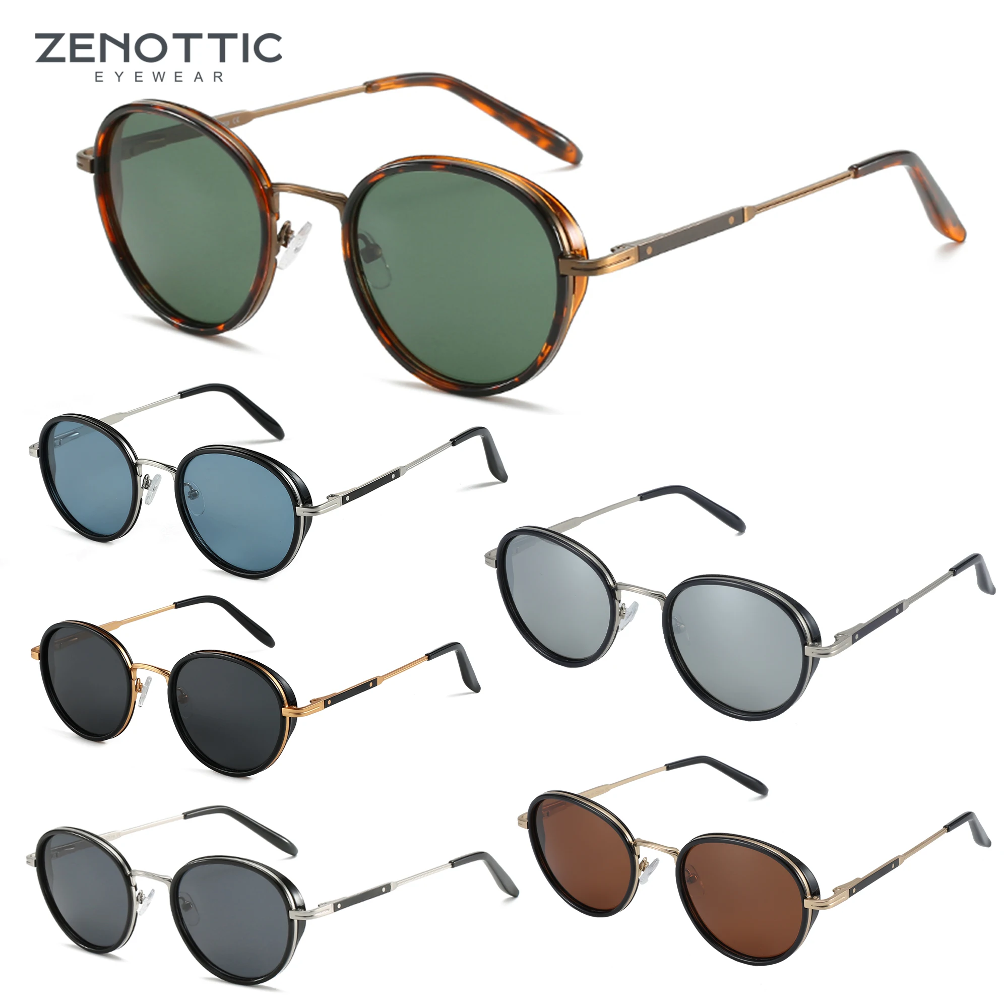 Top Trends: ZENOTTIC 2023 2024 Steampunk Sunglasses Rrtro Round Polarized Sun Glasses For Women Men Vintage UV400 Shades 430002 Shoppable Styles