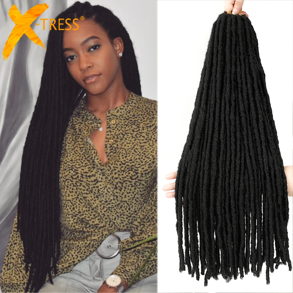 Top Trends: Synthetic Crochet Braiding Hair Extensions Dreadlocks Ombre Brown Colored X-TRESS Soft Straight Faux Locs Braids Hair For Women Shoppable Styles