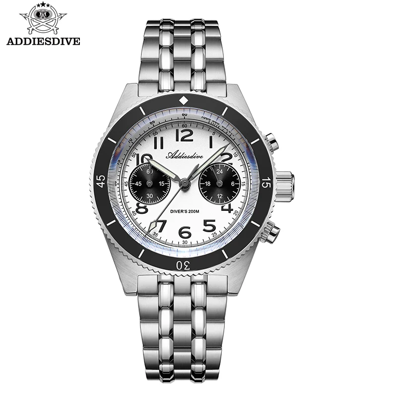 Top Trends: ADDIESDIVE Watch For Men Panda Dial Sapphire 316L Stainless Steel Diving BGW9 Luminous Sapphire Glass Chronograph Quartz Watch Shoppable Styles