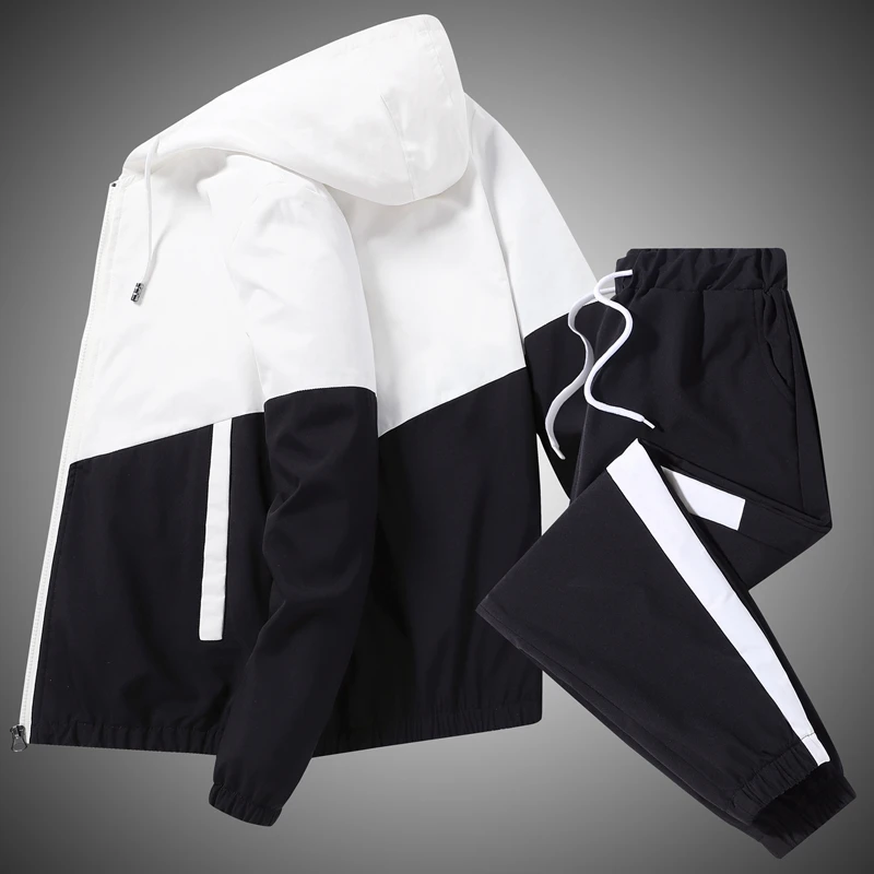 Top Trends: Spring And Autumn New Men's Sportswear Casual Jogger Hooded Sportswear Jacket And Pants 2-Piece Hip Hop Running Sports Suit Shoppable Styles