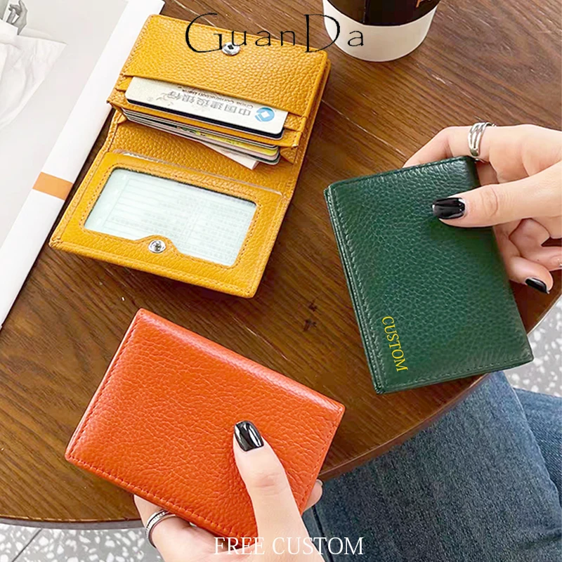 Top Trends: Custom Initials Business Card Holder Genuine Leather Folding Wholesale Card Case Woman Fashion Luxury Anniversary Christmas Gift Shoppable Styles