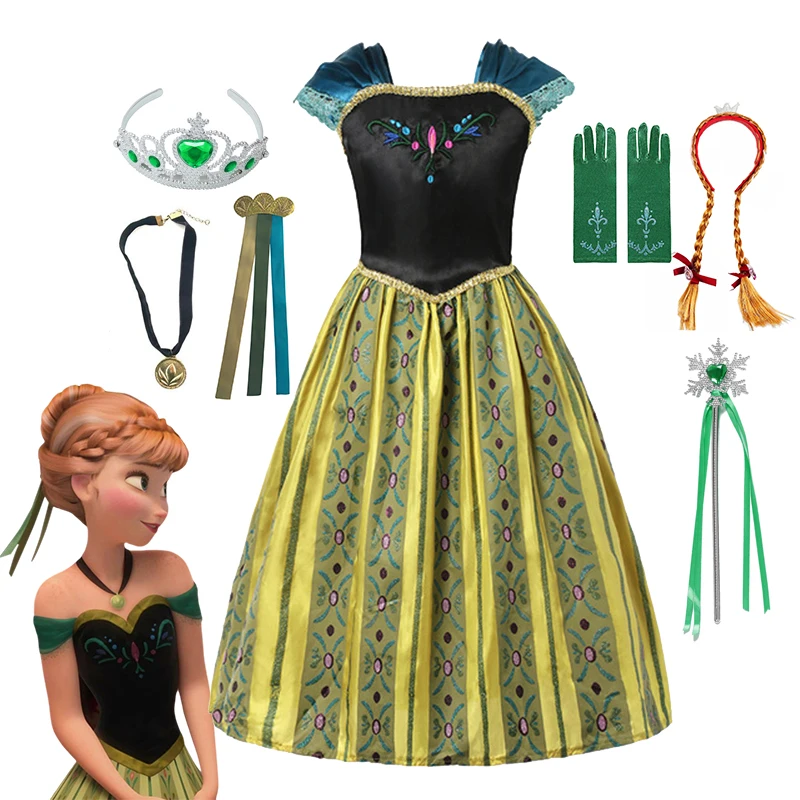 Top Trends: Disney Princess Children Frozen Anna Cosplay Costume Girls Birthday Carnival Party Dress Up Clothing Kids Snow Queen Anna Dress Shoppable Styles