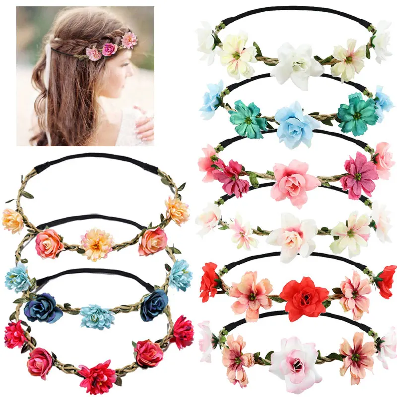 Top Trends: Women Wedding Floral Headband Charm Flower Tiara Party Brid Princess Wreath Hairband Girls Crown Headdress Hair Accessories Shoppable Styles