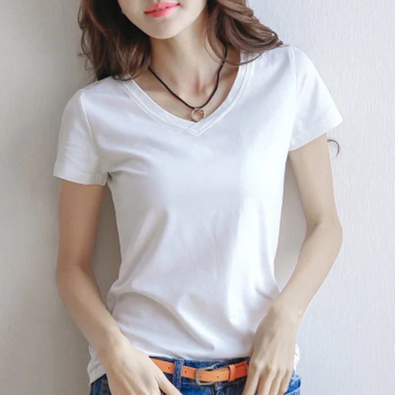 Top Trends: 2022 Women Simple T-Shirt Casual O-Neck Short Sleeve Female Cotton Slim Black White T-Shirt Streetwear Lady Solid Tshirt Tops Shoppable Styles