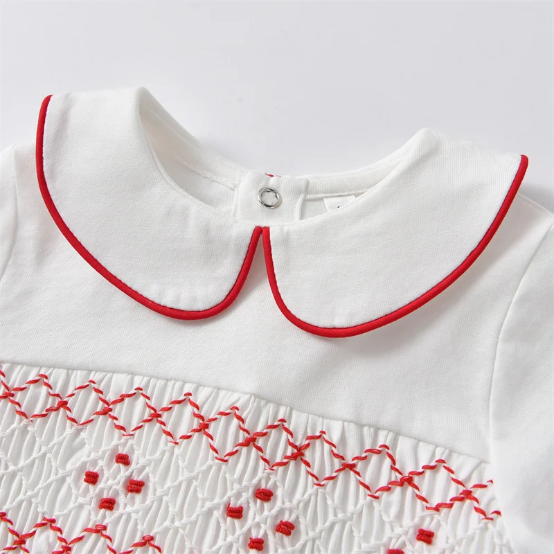 Top Trends: Baby Spanish Cotton Footie Newborn White Rompers Boys Girls Hand Made Smocking Romper Infant Smocked Embroidery Jumpsuit Clothes Shoppable Styles - Image 3