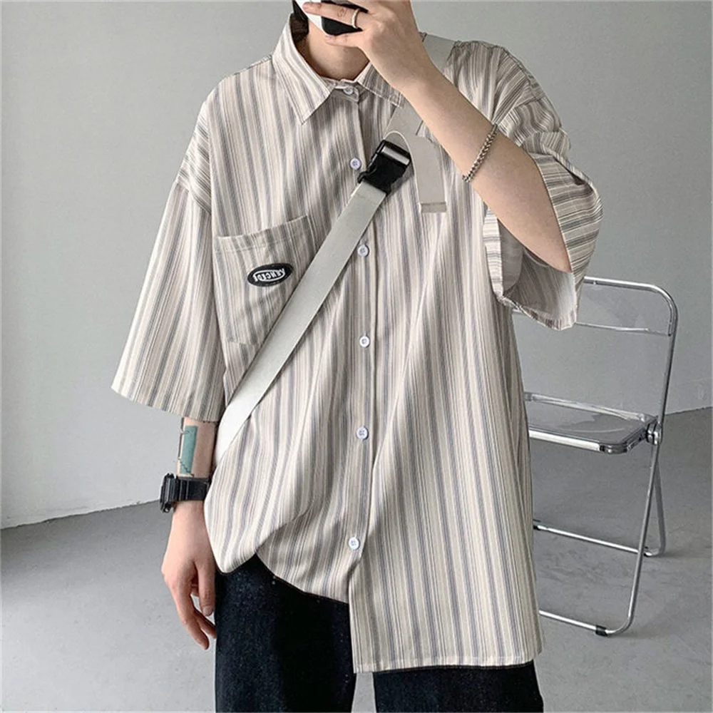 Top Trends: Summer Men's Short Sleeve Striped Shirts 2022 Fashion Print Shirt Mens Blouses Streetwear Brand Loose Casual Shirt Tops Men Shoppable Styles - Image 2