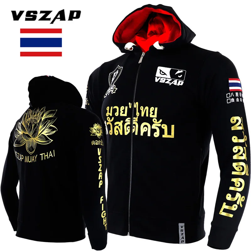 Top Trends: Vszap Fitness Sweater Hoodie Thai Boxing Fighting Golden Lotus Personalized MMA Zipper Jacket Thin Thick Sweater Shoppable Styles