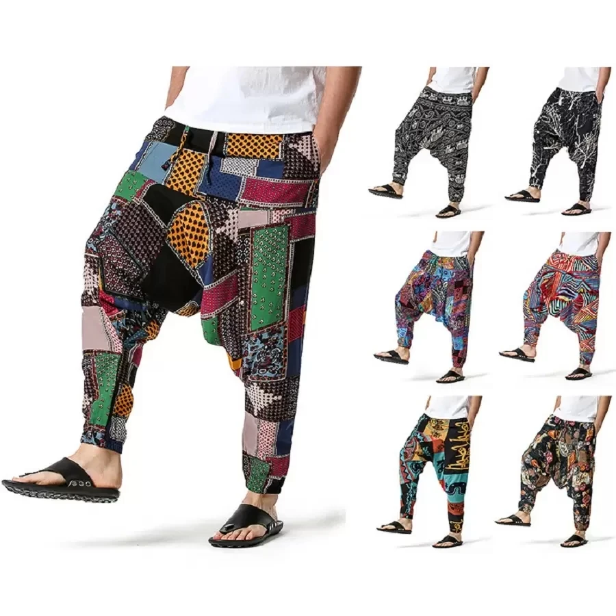 Top Trends: Men Casual Cotton Harem Pants Bohemian Style Joggers Yoga Vintage Baggy Trousers Sarouel Homme Hippy Hose HK02 Shoppable Styles