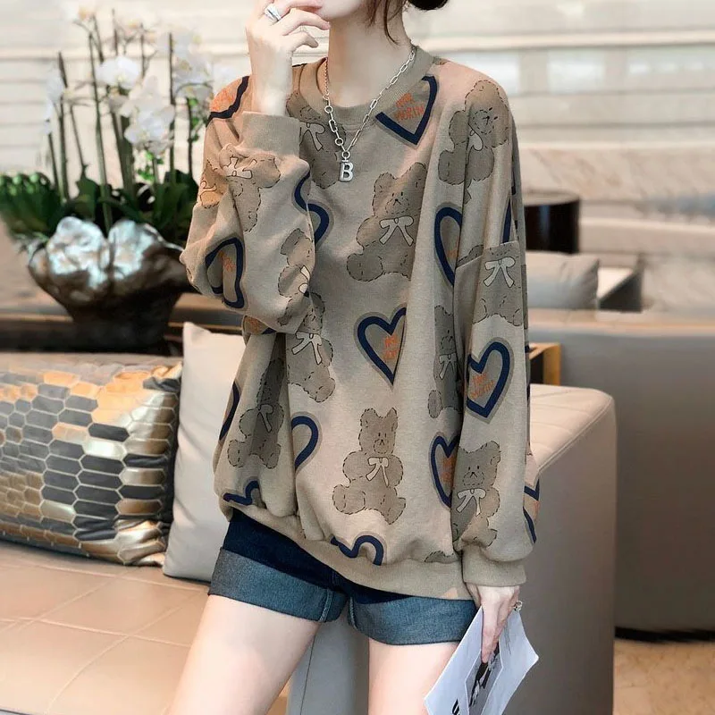 Top Trends: Spring Autumn Fashion Korean Cartoon Printed Sweatshirts 2023 Women&#039;s Clothing Casual All-match Long Sleeve Pullovers For Female Shoppable Styles