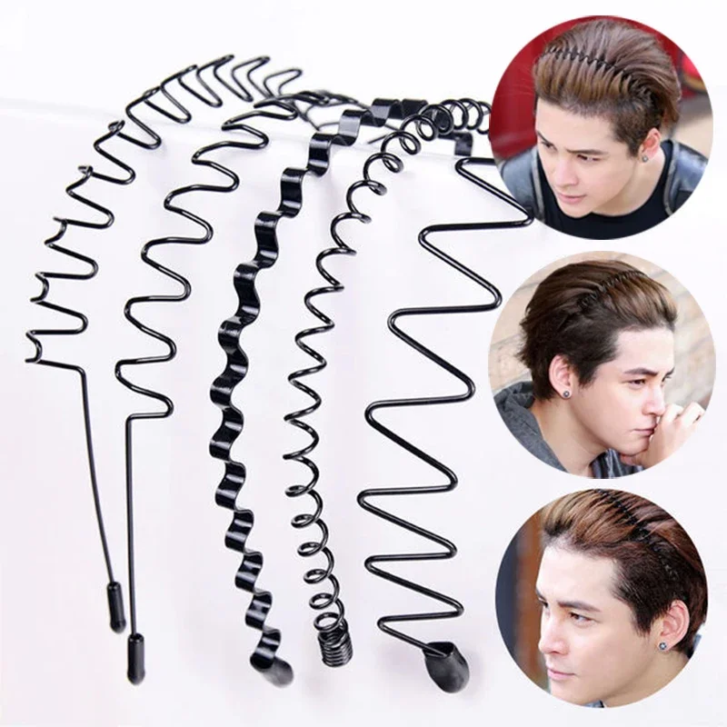 Top Trends: 6pcs Fashion Wave Mens Women Unisex Black Wavy Hair Head Hoop Band Sports Headband Hairband Headwear Hair Accessories Gifts Shoppable Styles - Image 2