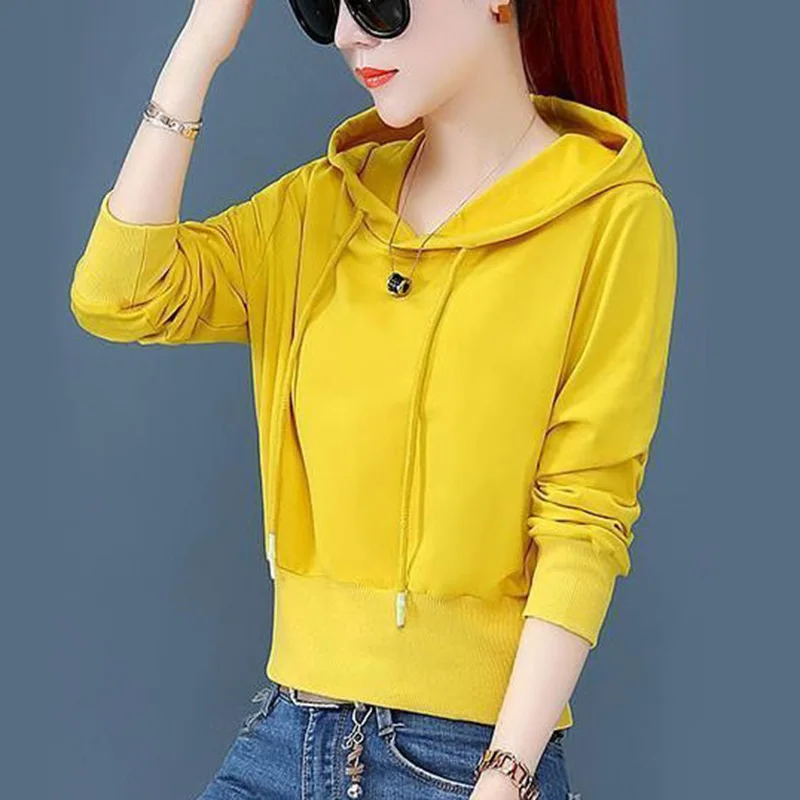 Top Trends: Fashion Hooded Solid Color All-match Lace Up Hoodies Female Clothing 2023 Autumn New Casual Tops Long Sleeve Commute Sweatshirts Shoppable Styles