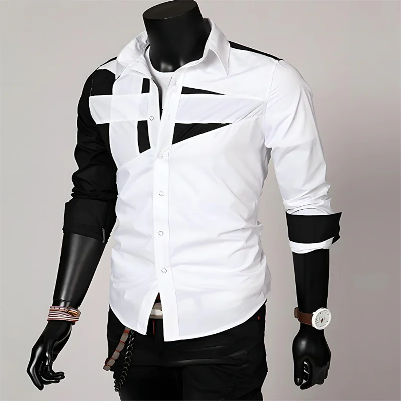 Top Trends: Fashionable Men's Luxury High-quality Casual Office Formal T-shirt Shirt Splicing Black And White Colors With Popular Style Tops Shoppable Styles