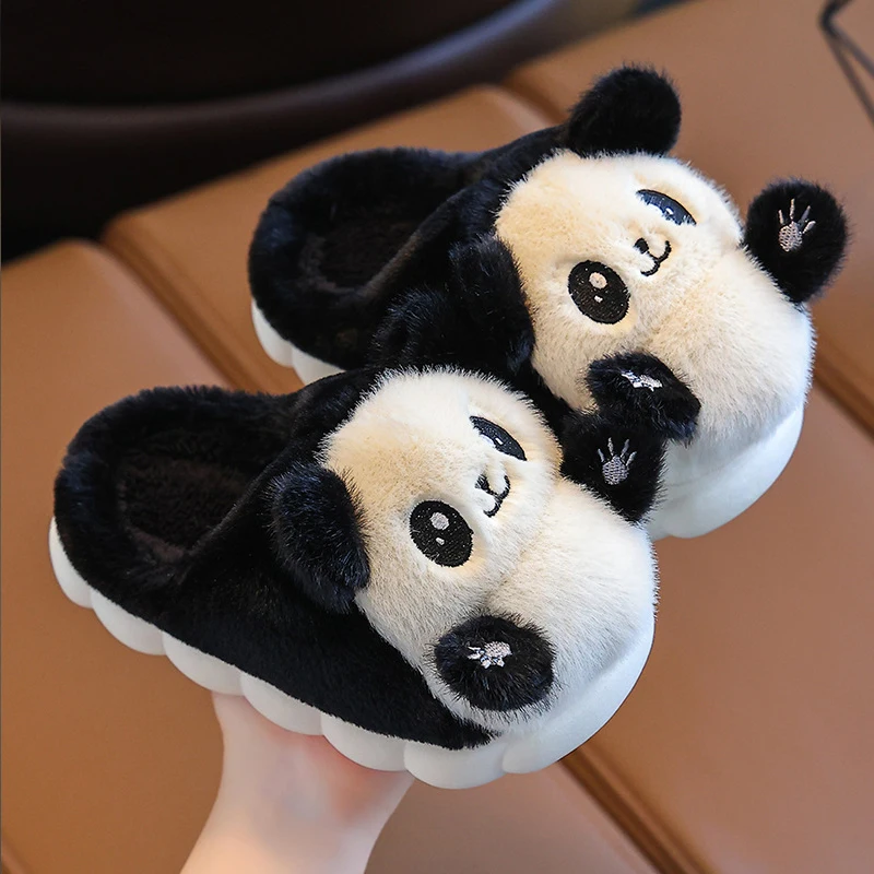 Top Trends: 2023 New Cute Children's Cartoon Panda Winter Slippers Comfortable Warm Cotton Shoes Boys Girls Indoor Home Fluffy Slippers Shoppable Styles