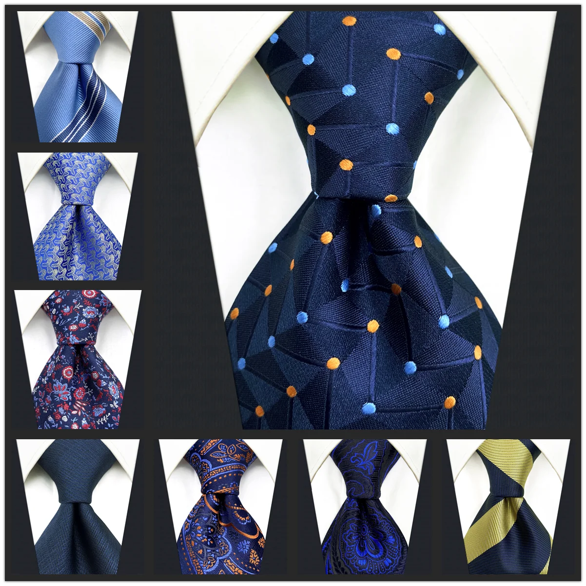 Top Trends: Navy Silk Ties For Men Extra Long Neckties Paisley Solid Blue Stripes 63&quot; 160cm Business Dropshipping Shoppable Styles