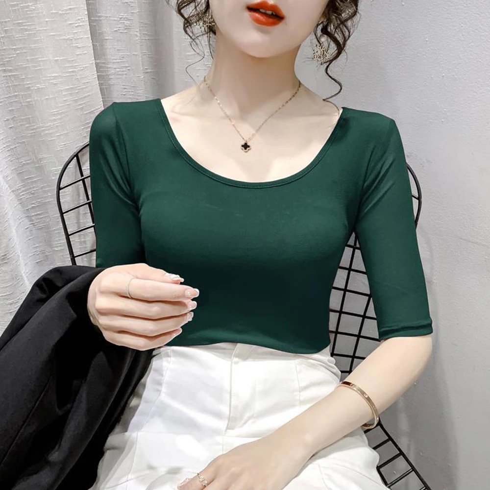 Top Trends: Women Half Sleeve T-Shirts 7 Colors Size S-2XL Mesh O Neck Female Blouses Transparent Short Sleeve O-neck Thin T Shirt Tops Shoppable Styles