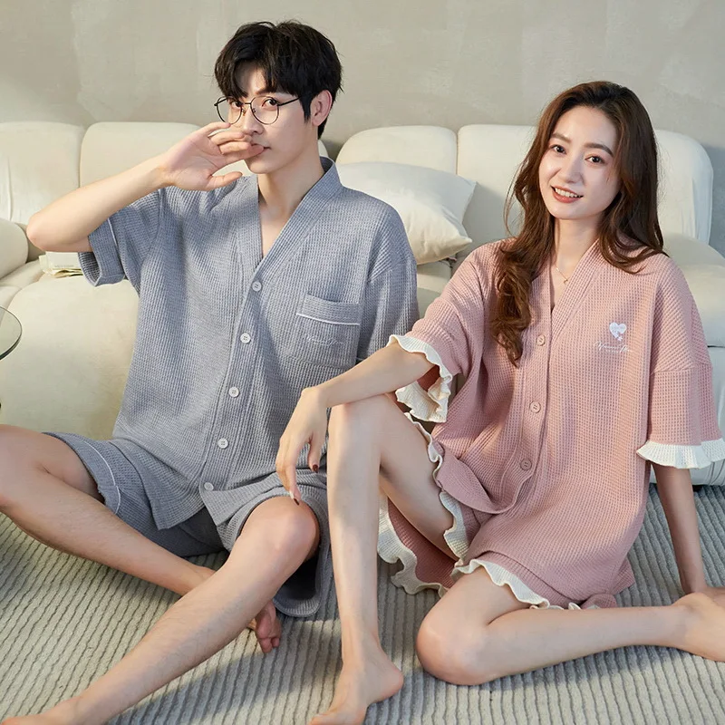 Top Trends: New Summer 3XL Shorts Pijamas Couple's Sleepwear Cotton Pajamas Fashion Casual Korean Loungewear Pajama Sets For Young Shoppable Styles