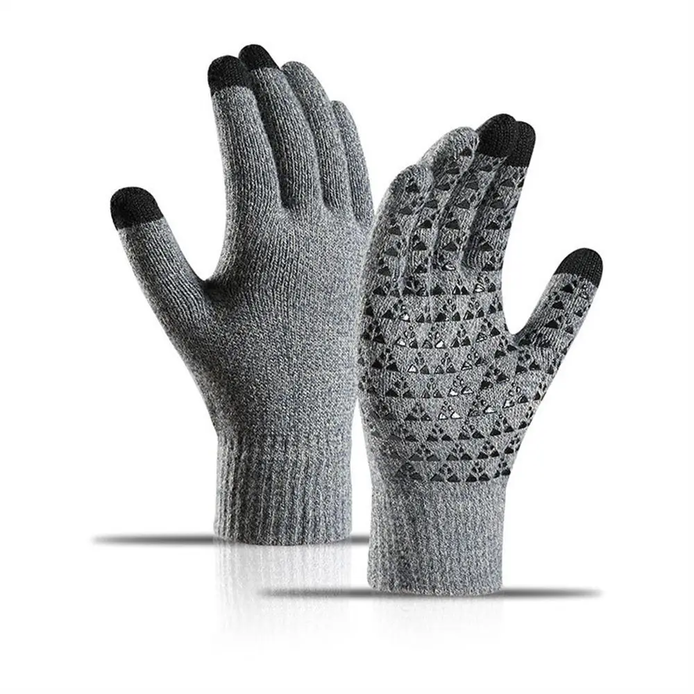 Top Trends: Winter Men Knitted Gloves Touchscreen High Quality Male Mitten Thicken Warm Wool Cashmere Solid Men Business Gloves Keep Warm Shoppable Styles