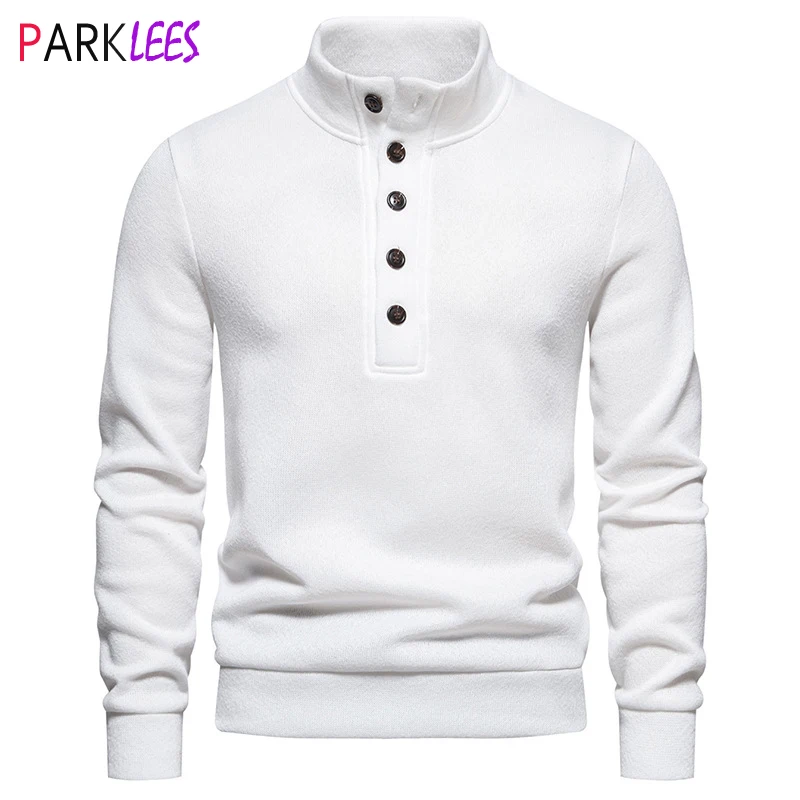 Top Trends: White Turtleneck Button Down Sweater For Men Autumn Winter Long Sleeve Knit Sweater Mens Casual Soft Lightweight Bottoming Shirt Shoppable Styles