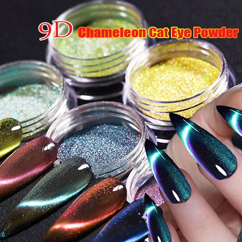 Top Trends: 9D Chameleon Cat Eye Powder 1-Jars Magnetic Nail Glitter Pigment Net-0.5g Nail Gel Polish Manicure Holographic Laser Chrome Dust Shoppable Styles