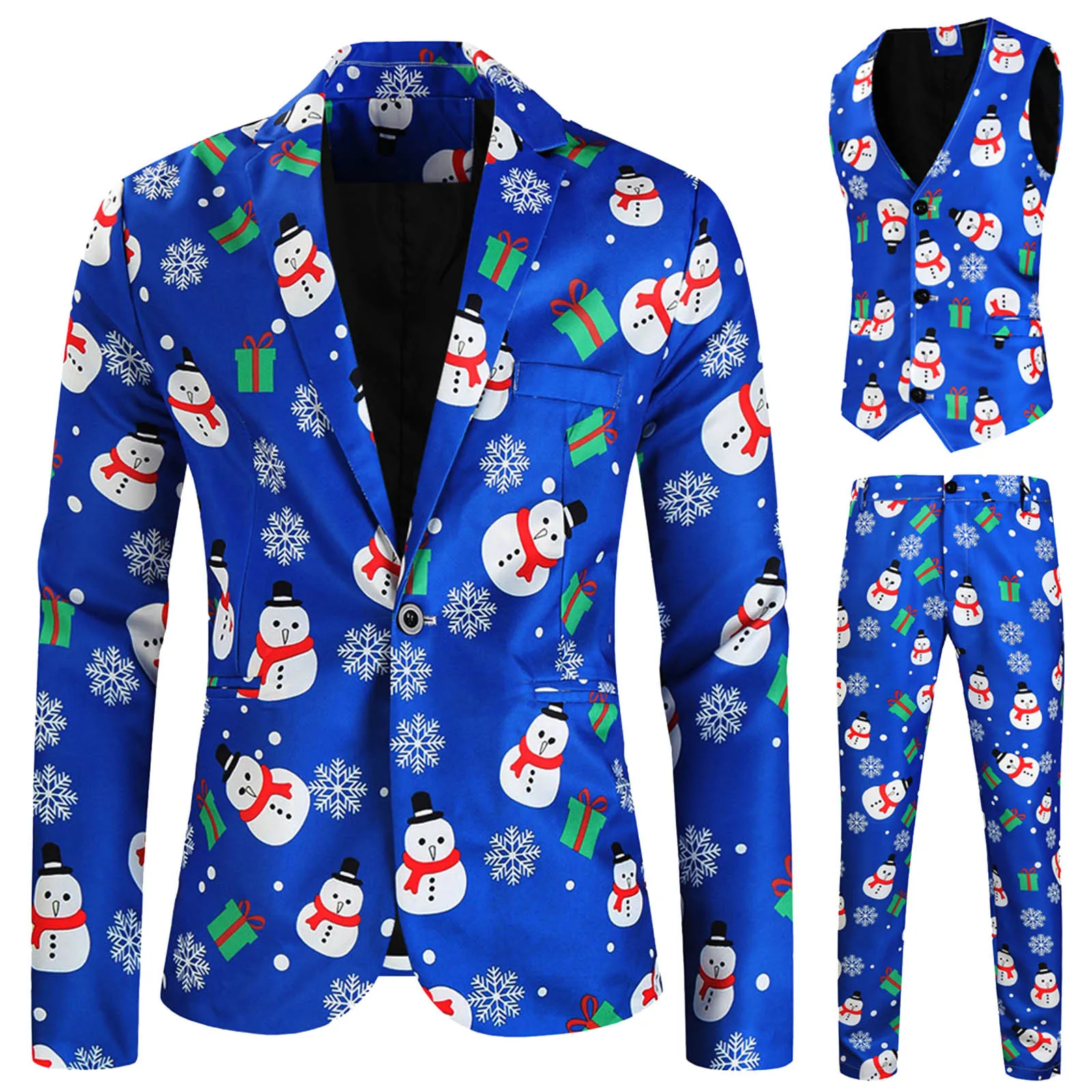 Top Trends: Santa Blazer Men&#039;s Fashion Suit Party Coat Casual Slim Fit Buttons Suit Cartoon Christmas Print Jacket Pants Vest Blazer Set Shoppable Styles