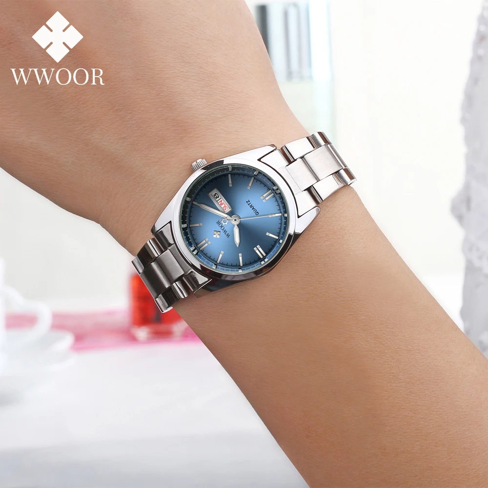 Top Trends: WWOOR 2024 New Top Luxury Brand Women Silver Blue Watch Fashion Stainless Steel Quartz Elegant Waterproof Wristwatch Reloj Mujer Shoppable Styles