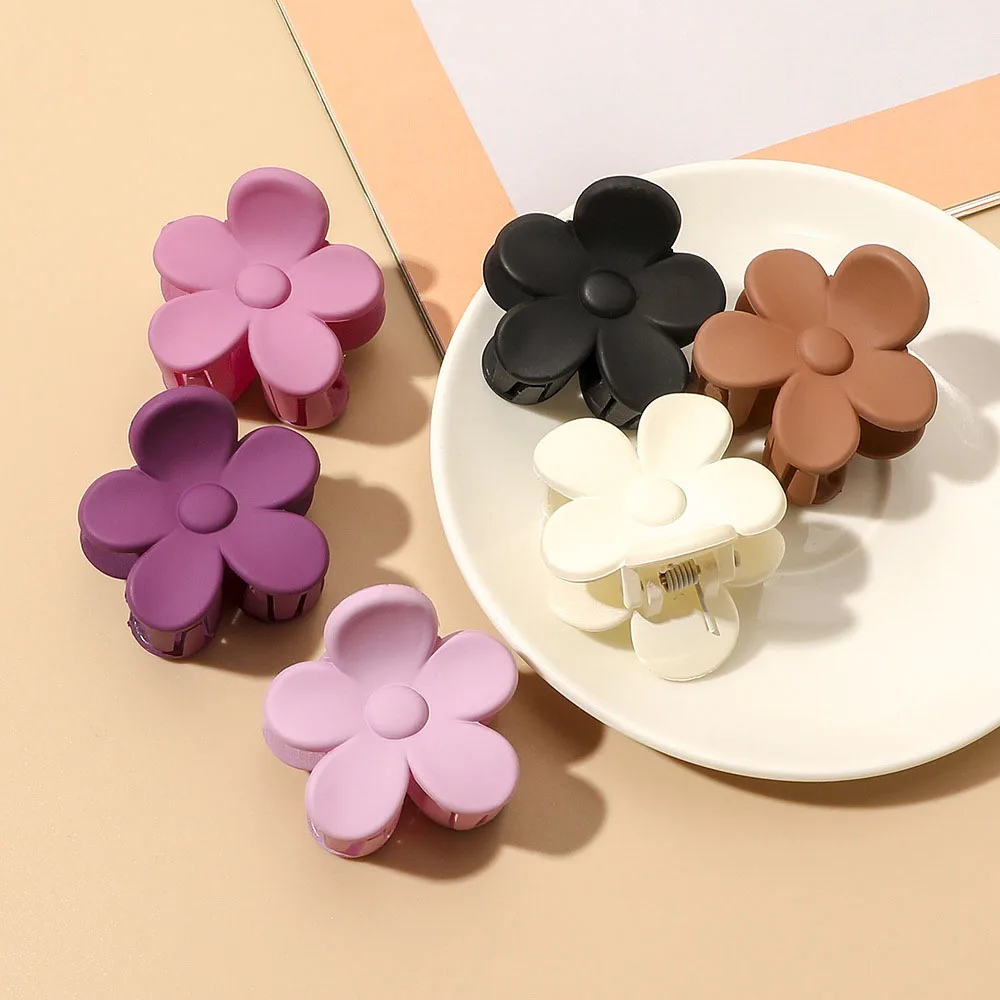 Top Trends: New Ins Plastic Mini Flower Hair Claw Clip Plain Color Geometric Clawclip Small Floral Clamps Grab Women Korean Hair Accessories Shoppable Styles