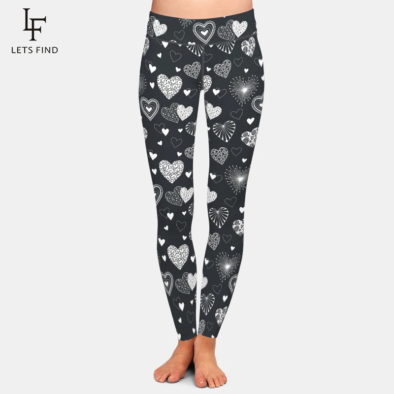 Top Trends: LETSFIND High Quaility Women Pants Fashion Cute Hearts Printing Fitness Leggings High Waist Warm Leggings Shoppable Styles