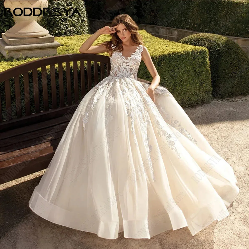 Top Trends: RODDRSY V-Neck Sleeveless Applique Wedding Dresses A-Line Tulle Boho Vestidos De Novia Lace Backless Custom Made Bridal Gowns Shoppable Styles