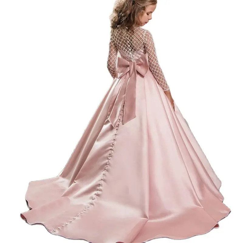 Top Trends: New Flower Girl Dresses Half Sleeves O-neck Beading Ball Gown Solid Formal First Communion Gowns Custom Made Vestido Longo Shoppable Styles