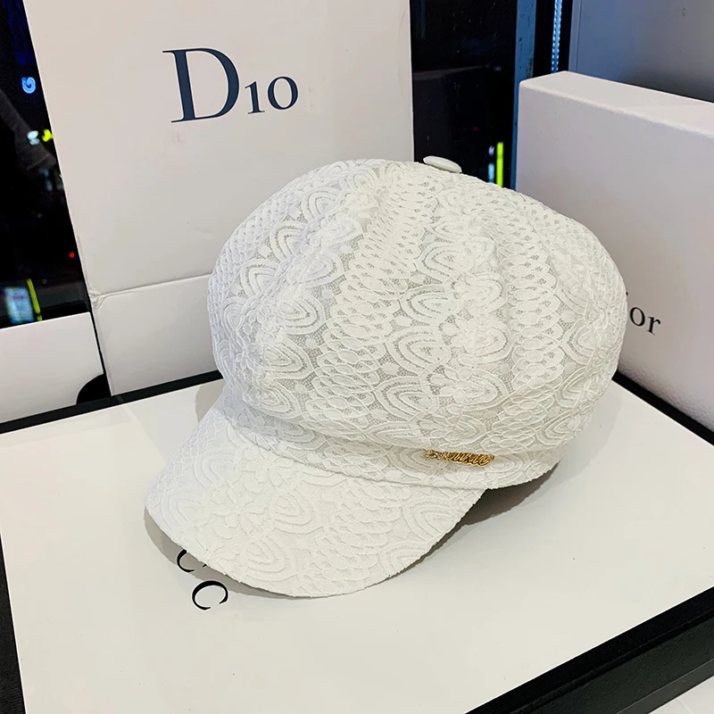 Top Trends: 2023 New Best-selling Octagonal Hat Ladies Summer Japanese Lace Wild Beret Light And Breathable Outing Sunscreen Cap Shoppable Styles