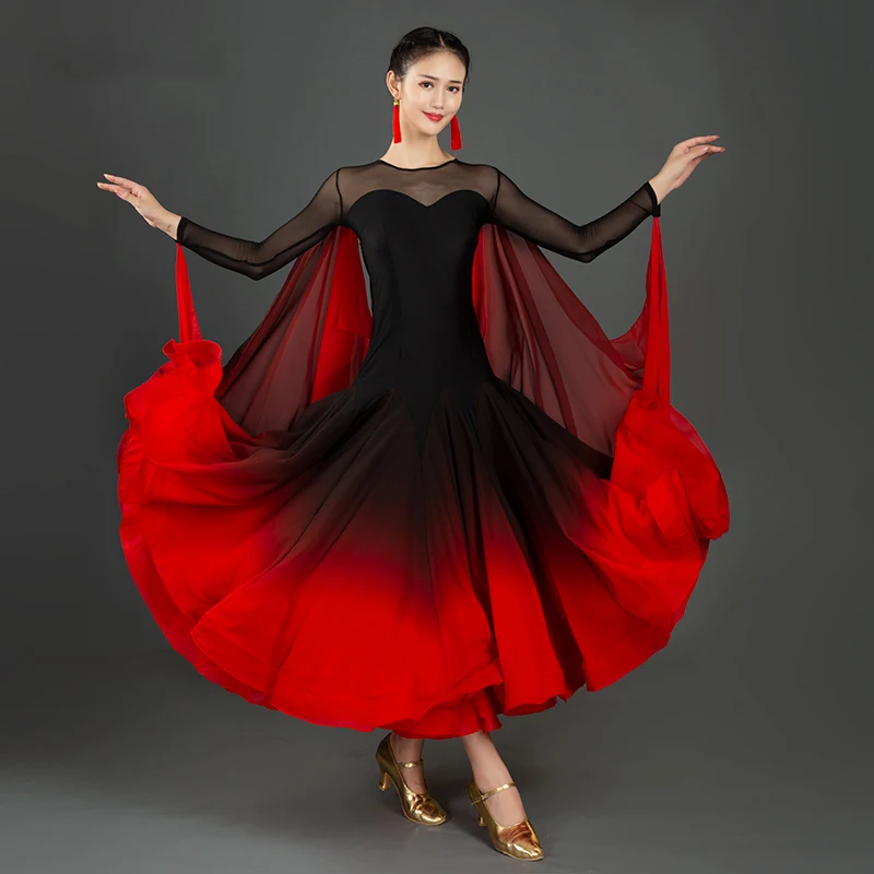 Top Trends: New Sexy Modern Dance Dress National Standard Women Ballroom Dance Dresses Top Grade Red Waltz Performance Costumes Shoppable Styles