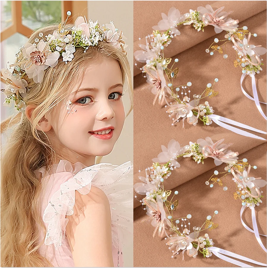 Top Trends: New Fashion Imitated Pearl Crowns Girls Bridal Wedding Headband Floral Flower Headband For Girls Adult Bohemian Hair Accessories Shoppable Styles