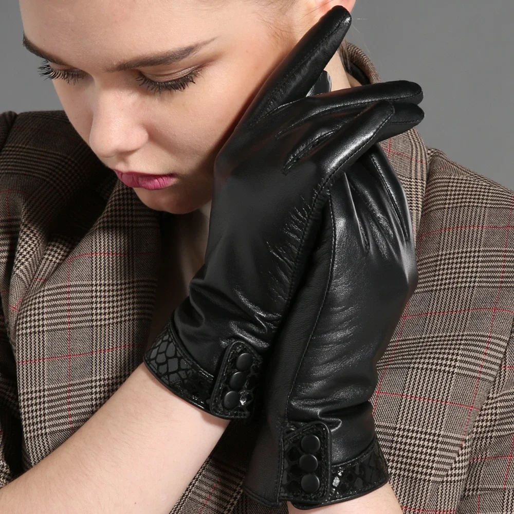 Top Trends: GOURS Winter Real Leather Gloves Women Black Genuine Goatskin Gloves Fleece Lining Warm Soft Driving Fashion New Arrival GSL033 Shoppable Styles