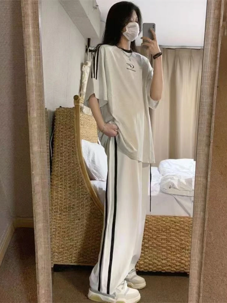 Top Trends: HOUZHOU Korean Style Oversize White Jogging Sweatpants Women Hippie Kpop Streetwear Basic Striped Sports Pants Harajuku Trousers Shoppable Styles