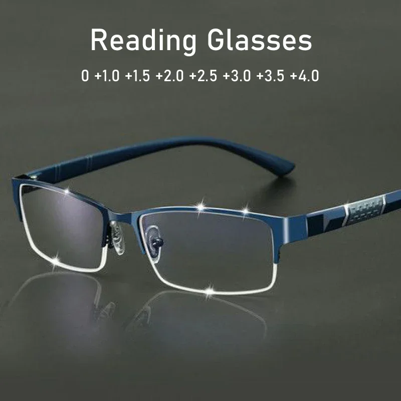 Top Trends: Men&#039;s Anti-blue Light Reading Glasses Vintage Business Half Frame Farsighted Eyewear Optical Prescription Hyperopia With Diopter Shoppable Styles