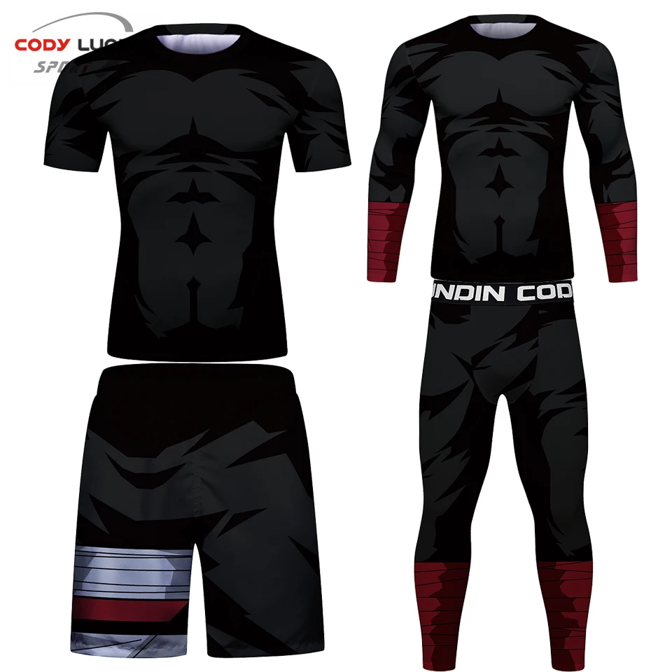 Top Trends: Boxing Suit MMA Compression Jersey + Pants Rashguard Men's BJJ Kickboxing Tight T-Shirt Muay Thai Shorts MMA Fightwear Tracksuit Shoppable Styles