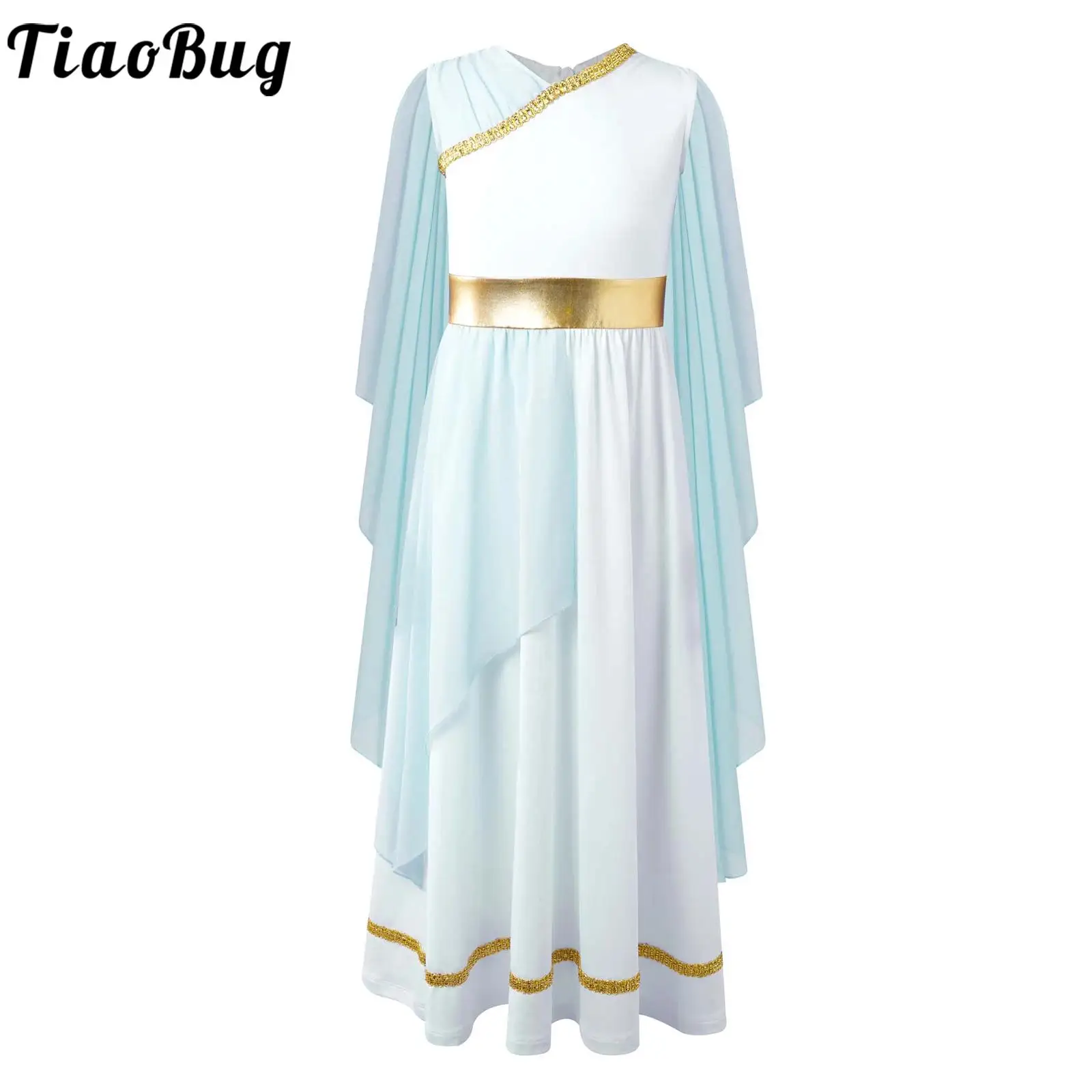 Top Trends: Kids Girls Ancient Greek Princess Dress Sleeveless Flowy Tulle Shawls Toga Goddesses Costume Gown Dress For Halloween Dress Up Shoppable Styles