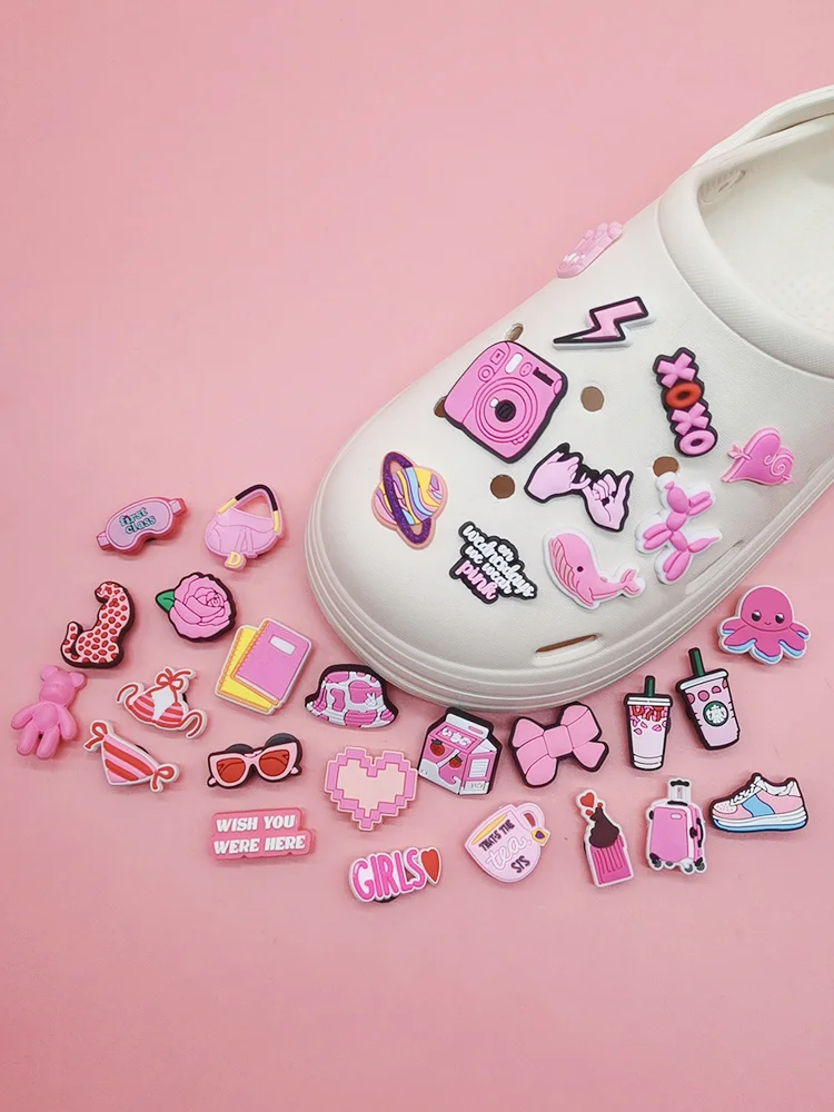 Top Trends: Lovely Pink Theme Cartoon Shoe Charms PVC Buckle Accessories Diy Women Clog Shoes Decorations For Croc Pins Ornaments Kids Gifts Shoppable Styles