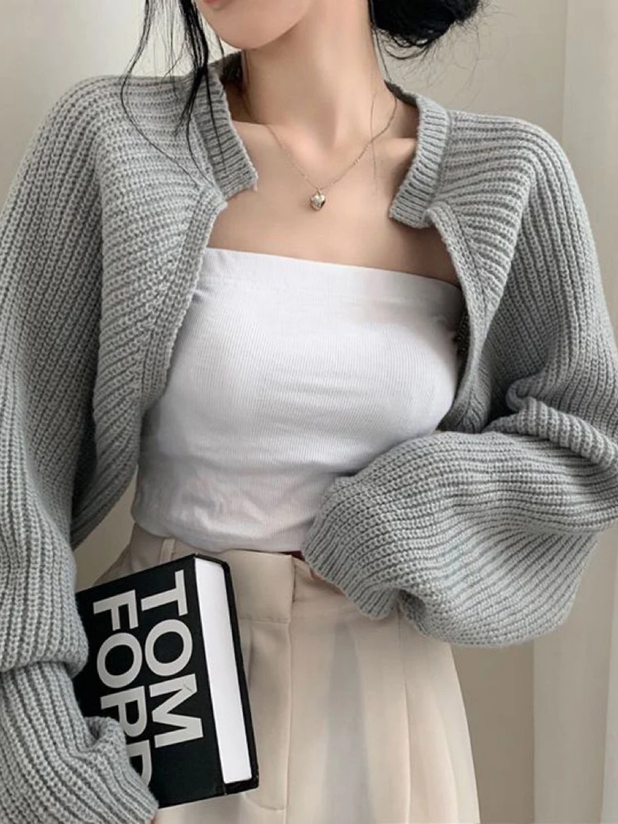 Top Trends: Women Y2k Knit Shrug Cropped Top Long Sleeve Cardigan Vintage Solid Color Cropped Bolero Sweater Crochet Arm Warmer Shoppable Styles