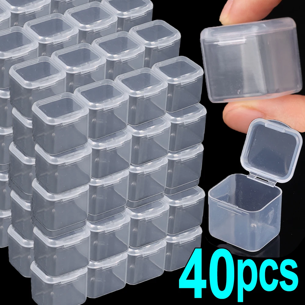 Top Trends: 1 / 40pcs Cube Storage Box Transparent Bead Jewelry Container Case Square Plastic DIY Button Nail Art Packaging Portable Organizer Shoppable Styles