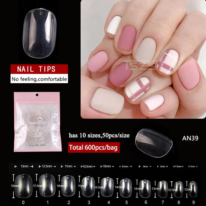 Top Trends: 500pcs / bag Oval Ballerina Coffin Almond Square False Nail Tips Manicure ABS Transparent Full Cover Art Salon DIY Fake Nails Shoppable Styles