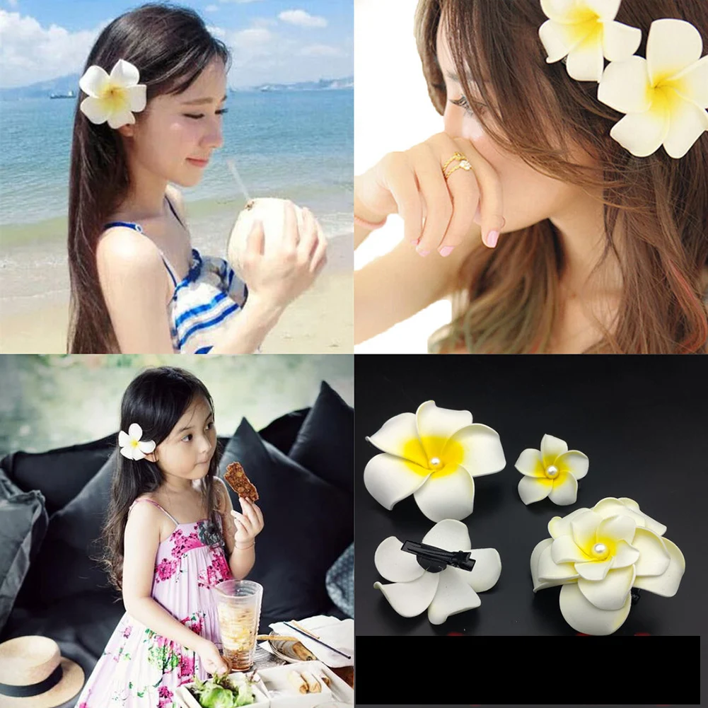 Top Trends: 1Pcs Plumeria Flower Hair Clips For Women Girls Hairpins Egg Flower Barrette Hawaiian Wedding Party Bag Hat Accessories DropShip Shoppable Styles