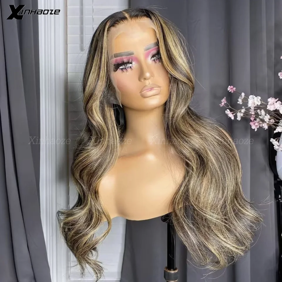 Top Trends: 13x6 Body Wave Ombre Highlight Lace Frontal Wig Brown Blonde Human Hair Wigs HD 5x5 Silk Scalp Top Lace Front Human Hair Wig Shoppable Styles