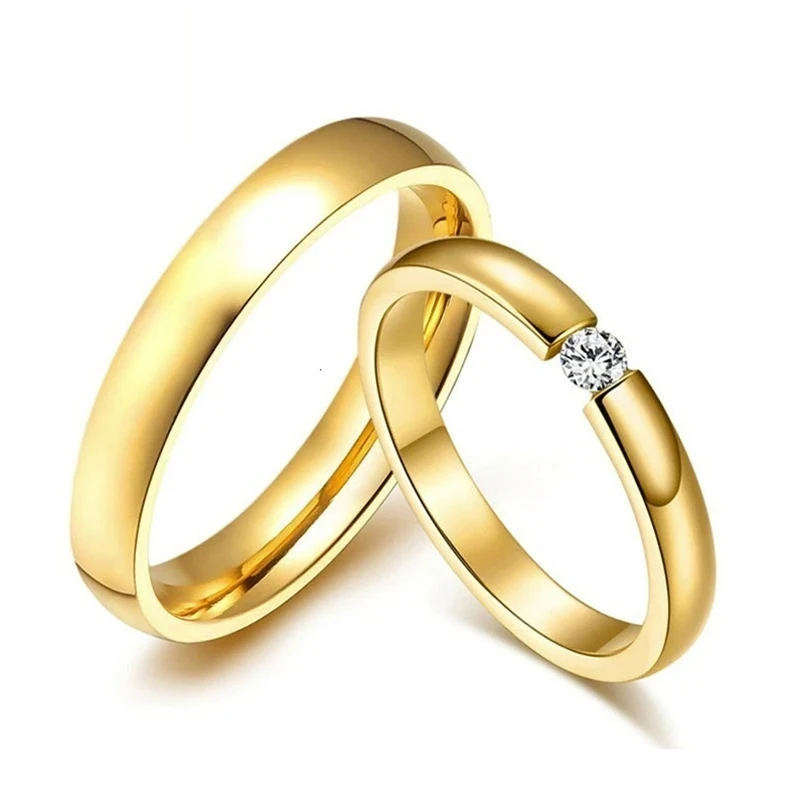 Top Trends: Trendy Simple Gold Color Stainless Steel Engagement Rings For Women Men Elegant Thin Wedding Band Anniversary Gift Wholesale Shoppable Styles