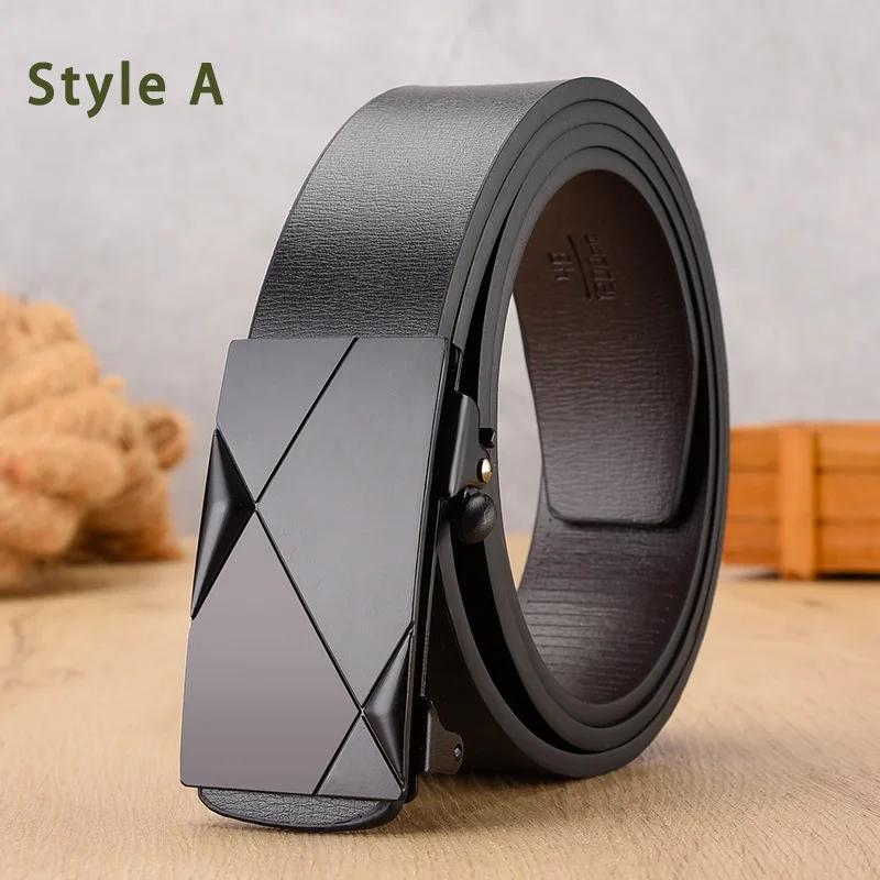 Top Trends: Men Leather Belt Metal Automatic Buckle Belt Smooth Synthetic Leather High Quality Business Strap Men Belt For Jeans Shoppable Styles - Image 6